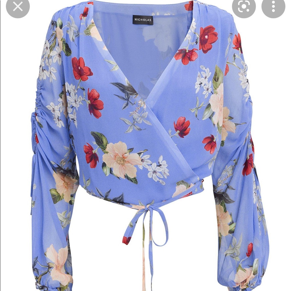Nicholas 100% Silk floral Wrap Top